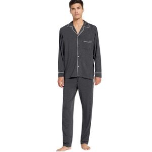 NWT Eberjey Mens William TENCEL Modal Long sleeve PJ Pajama Set Size L Charcoal